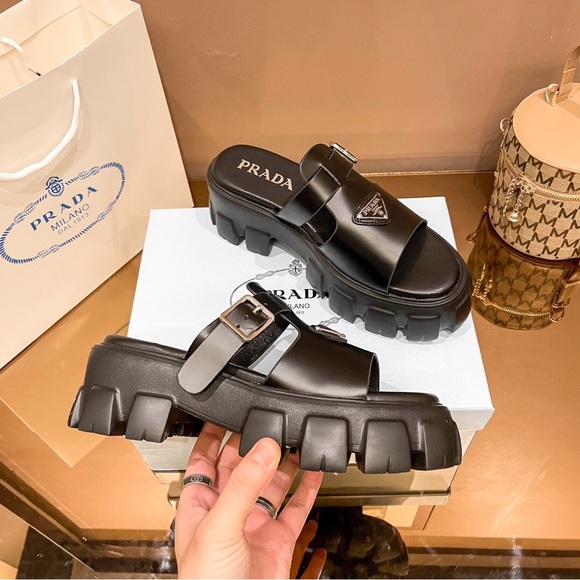 Prada Black Chunky Sandals